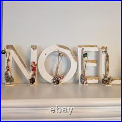 Vintage Rare Putz NOEL Christmas Cardboard Letters Japan Gnome Elf Mercury Beads