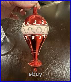 Vintage Red Glass Teardrop balloon parachute Ornament mint
