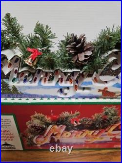 Vintage Retro 70s Electric Light Up Merry Christmas Holiday Sign MIB