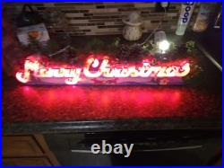 Vintage Retro 70s Electric Light Up Merry Christmas Holiday Sign MIB