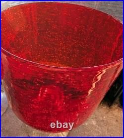 Vintage Ruby Red Seed Bubble Large Hurricane Candle Holders