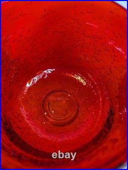 Vintage Ruby Red Seed Bubble Large Hurricane Candle Holders