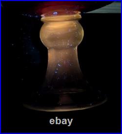 Vintage Ruby Red Seed Bubble Large Hurricane Candle Holders