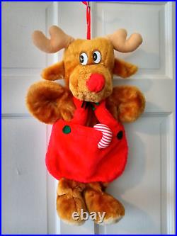 Vintage Rudolph Red Nose Reindeer Christmas Stocking Santa's Best Plush 19 Long