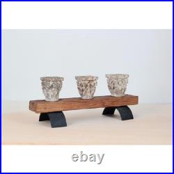 Vintage Rustic Candle Holder with Architectural Capitals Medieval-Revival Decor