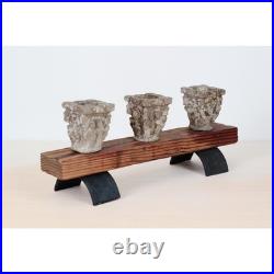 Vintage Rustic Candle Holder with Architectural Capitals Medieval-Revival Decor
