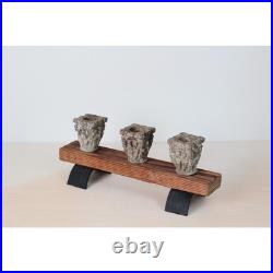 Vintage Rustic Candle Holder with Architectural Capitals Medieval-Revival Decor