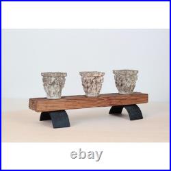 Vintage Rustic Candle Holder with Architectural Capitals Medieval-Revival Decor