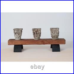 Vintage Rustic Candle Holder with Architectural Capitals Medieval-Revival Decor