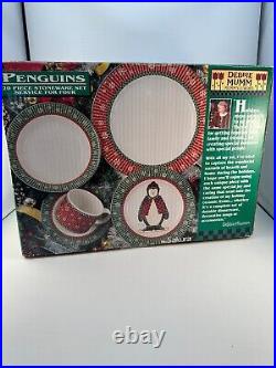 Vintage Sakura Debbie Mumm Penguins 20 pc Stoneware Set Service for 4