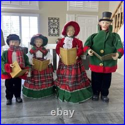 Vintage Santa's Workshop 14-18 Christmas Red/Green Plaid Carolers Set Of 4