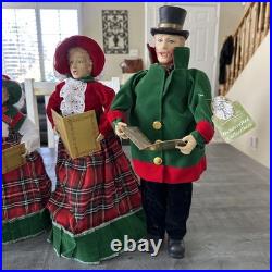 Vintage Santa's Workshop 14-18 Christmas Red/Green Plaid Carolers Set Of 4