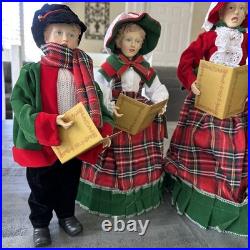 Vintage Santa's Workshop 14-18 Christmas Red/Green Plaid Carolers Set Of 4
