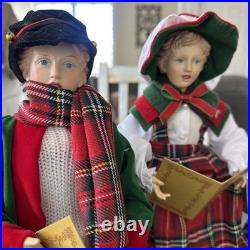 Vintage Santa's Workshop 14-18 Christmas Red/Green Plaid Carolers Set Of 4