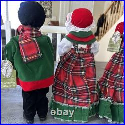 Vintage Santa's Workshop 14-18 Christmas Red/Green Plaid Carolers Set Of 4