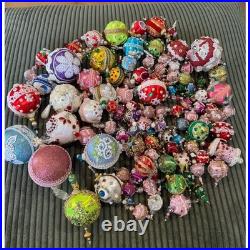 Vintage Sequin & Beaded Push Pin Handmade Christmas Ornaments Set Of +90