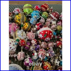 Vintage Sequin & Beaded Push Pin Handmade Christmas Ornaments Set Of +90