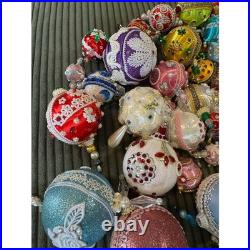 Vintage Sequin & Beaded Push Pin Handmade Christmas Ornaments Set Of +90