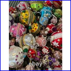 Vintage Sequin & Beaded Push Pin Handmade Christmas Ornaments Set Of +90
