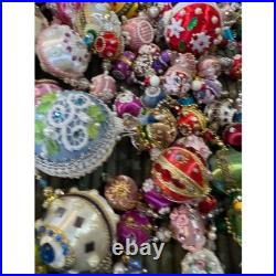 Vintage Sequin & Beaded Push Pin Handmade Christmas Ornaments Set Of +90