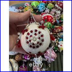 Vintage Sequin & Beaded Push Pin Handmade Christmas Ornaments Set Of +90