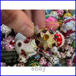 Vintage Sequin & Beaded Push Pin Handmade Christmas Ornaments Set Of +90