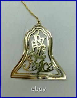 Vintage Set of 4 Christmas Fantasy Gold Plated Brass Ornaments Tree Sleigh Joy