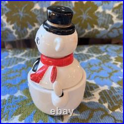 Vintage Shafford JAPAN Stacking Ceramic Snowman MCM Christmas Decor READ