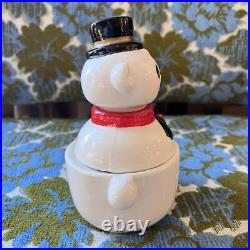 Vintage Shafford JAPAN Stacking Ceramic Snowman MCM Christmas Decor READ