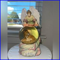 Vintage Silvestri Musical Snow Globe withAngel Watching Over- Plays Silver bells