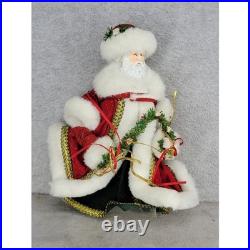 Vintage Style Victorian Santa Claus Figurine Red Velvet Gold Trim 12 Inch