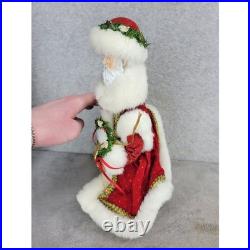 Vintage Style Victorian Santa Claus Figurine Red Velvet Gold Trim 12 Inch