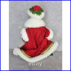 Vintage Style Victorian Santa Claus Figurine Red Velvet Gold Trim 12 Inch