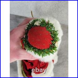 Vintage Style Victorian Santa Claus Figurine Red Velvet Gold Trim 12 Inch