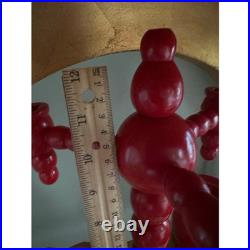 Vintage Swedish 4 Arm Candelabra Wood Red Mid Century Sweden Folk Art set 6