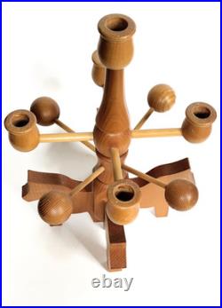 Vintage Swedish Wood Horse Handcraft Scandinavian Candelabra Folk Art