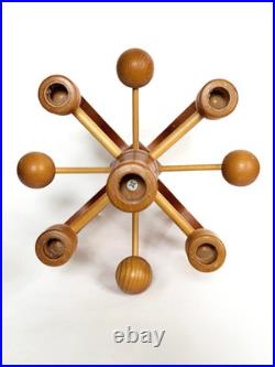 Vintage Swedish Wood Horse Handcraft Scandinavian Candelabra Folk Art