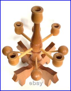 Vintage Swedish Wood Horse Handcraft Scandinavian Candelabra Folk Art