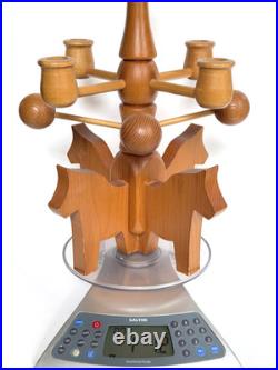 Vintage Swedish Wood Horse Handcraft Scandinavian Candelabra Folk Art