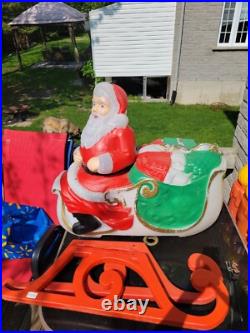 Vintage TPL Christmas Santa Claus Sleigh withStakes Blow Mold
