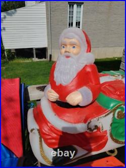 Vintage TPL Christmas Santa Claus Sleigh withStakes Blow Mold