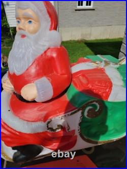Vintage TPL Christmas Santa Claus Sleigh withStakes Blow Mold