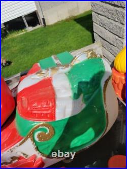 Vintage TPL Christmas Santa Claus Sleigh withStakes Blow Mold