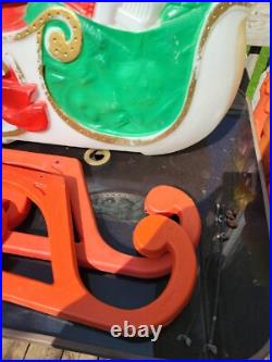 Vintage TPL Christmas Santa Claus Sleigh withStakes Blow Mold