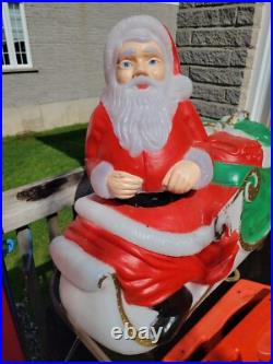 Vintage TPL Christmas Santa Claus Sleigh withStakes Blow Mold