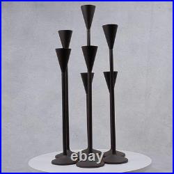 Vintage Tall Iron Candle Holders Set of 7 Modern Brown Metal Graduated Heights