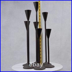 Vintage Tall Iron Candle Holders Set of 7 Modern Brown Metal Graduated Heights