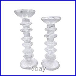 Vintage Tapio Wirkkala Littala Frost Ice Icicle 8 & 6 Ring Candlestick Holders