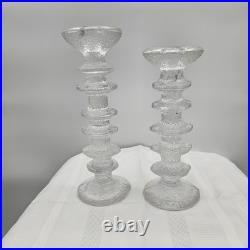 Vintage Tapio Wirkkala Littala Frost Ice Icicle 8 & 6 Ring Candlestick Holders