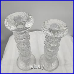 Vintage Tapio Wirkkala Littala Frost Ice Icicle 8 & 6 Ring Candlestick Holders